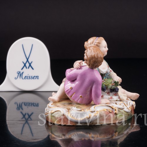 Фарфоровая фигурка Дети с виноградной лозой, аллегория осени, миниатюра, Meissen, Германия, сер. 19 - нач. 20 вв.
