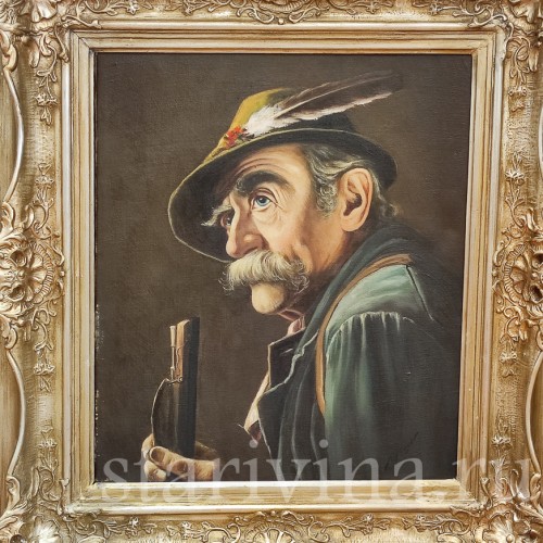 Картина маслом на холсте Портрет охотника, Германия.
