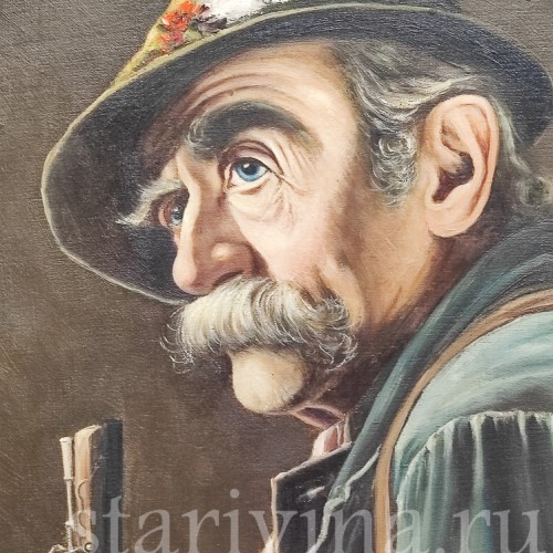 Картина маслом на холсте Портрет охотника, Германия.