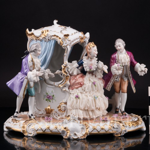 Фарфоровая композиция Тайное послание, кружевная, Unterweissbach, Германия, вт. пол. 20 в.