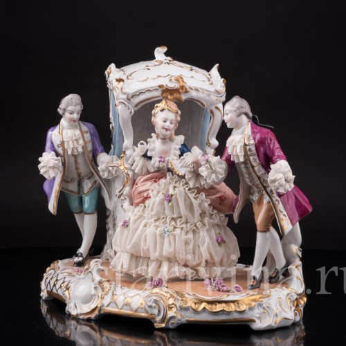 Фарфоровая композиция Тайное послание, кружевная, Unterweissbach, Германия, вт. пол. 20 в.