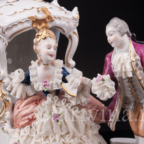 Фарфоровая композиция Тайное послание, кружевная, Unterweissbach, Германия, вт. пол. 20 в.