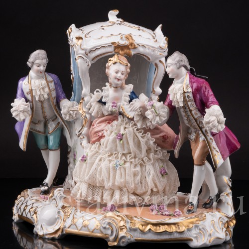 Фарфоровая композиция Тайное послание, кружевная, Unterweissbach, Германия, вт. пол. 20 в.