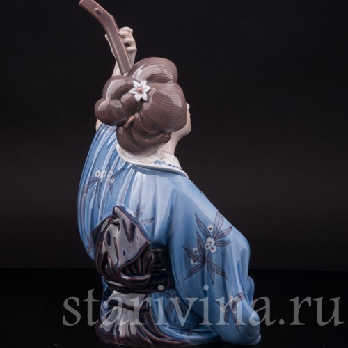 Фарфоровая фигурка Гейша играющая на инструменте, Dahl Jensen, Дания, сер. 20 в.