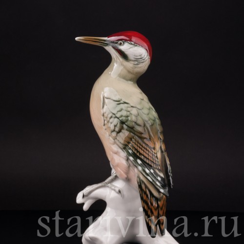 Фарфоровая статуэтка птицы Зеленый дятел, Karl Ens, Германия, сер. 20 в.