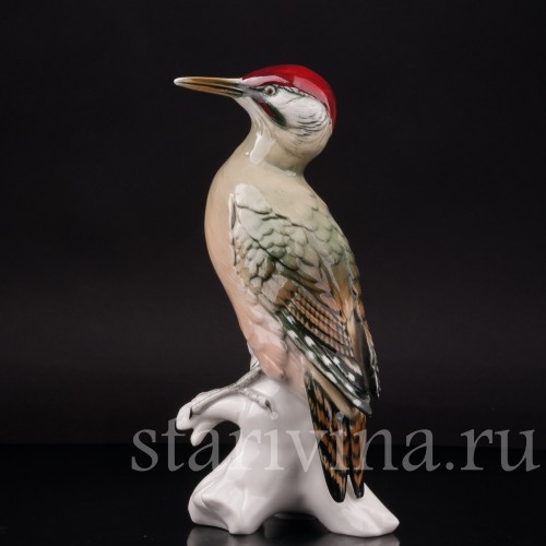 Фарфоровая статуэтка птицы Зеленый дятел, Karl Ens, Германия, сер. 20 в.