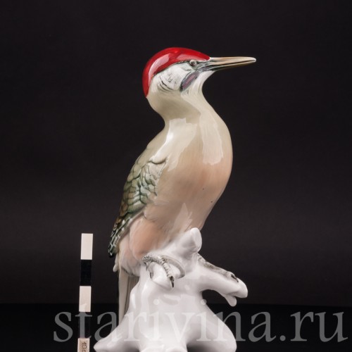 Фарфоровая статуэтка птицы Зеленый дятел, Karl Ens, Германия, сер. 20 в.