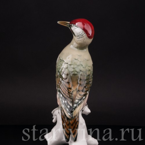 Фарфоровая статуэтка птицы Зеленый дятел, Karl Ens, Германия, сер. 20 в.