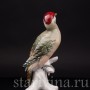 Фарфоровая статуэтка птицы Зеленый дятел, Karl Ens, Германия, сер. 20 в.