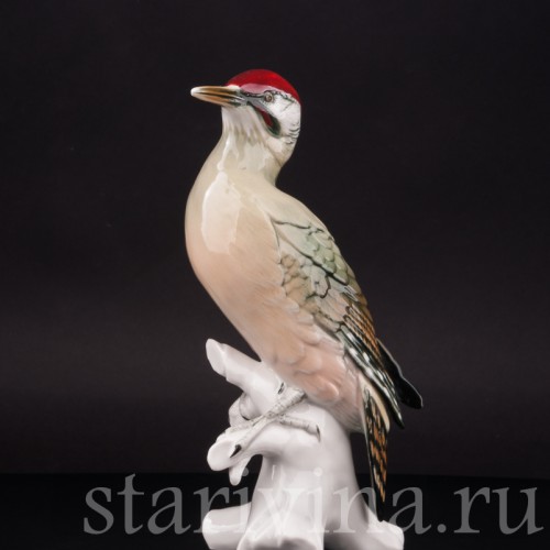 Фарфоровая статуэтка птицы Зеленый дятел, Karl Ens, Германия, сер. 20 в.