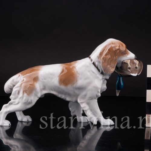 Статуэтка собаки из фарфора Спаниель с селезнем, Rosenthal, Германия, 1970 гг.