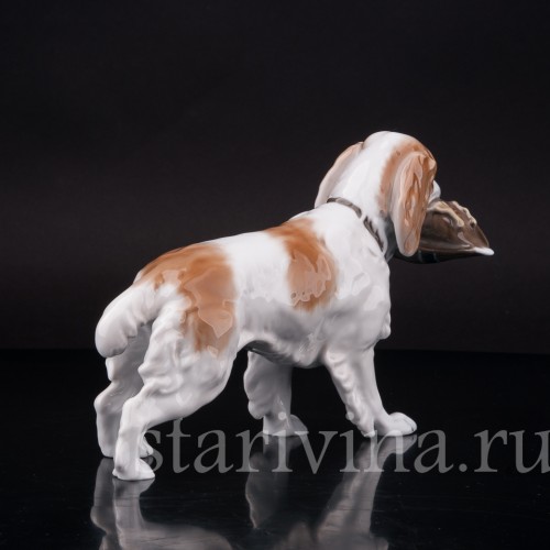 Статуэтка собаки из фарфора Спаниель с селезнем, Rosenthal, Германия, 1970 гг.