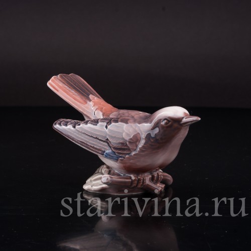 Фигурка птицы из фарфора Малиновка, Dahl Jensen, Дания, сер. 20 в.