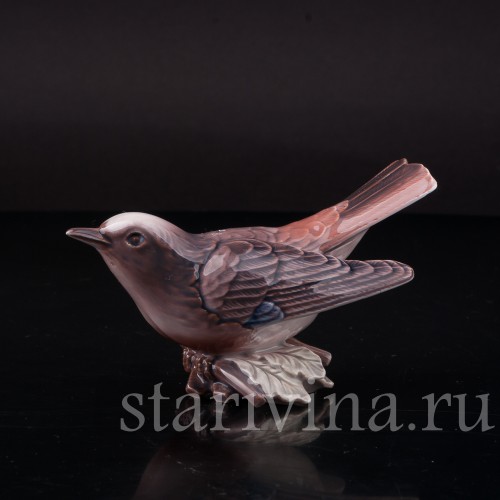 Фигурка птицы из фарфора Малиновка, Dahl Jensen, Дания, сер. 20 в.