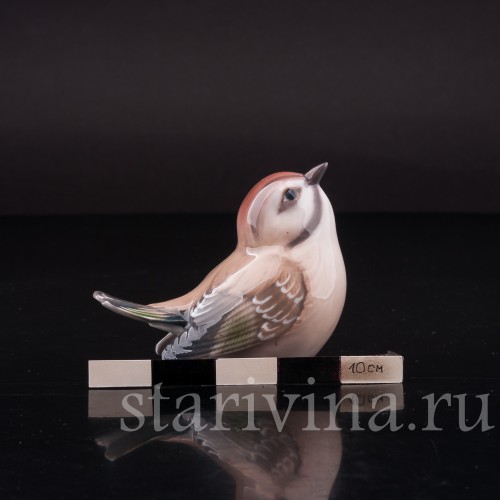 Фигурка птицы из фарфора Американский королёк, Dahl Jensen, Дания, сер. 20 в.