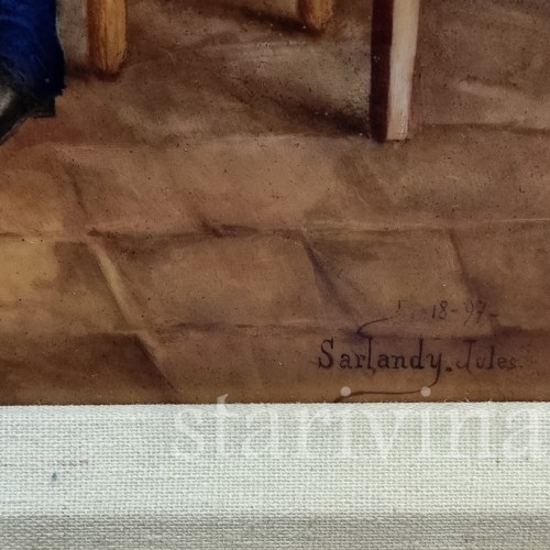 Картина на фарфоре У очага, Франция, 1897 г.