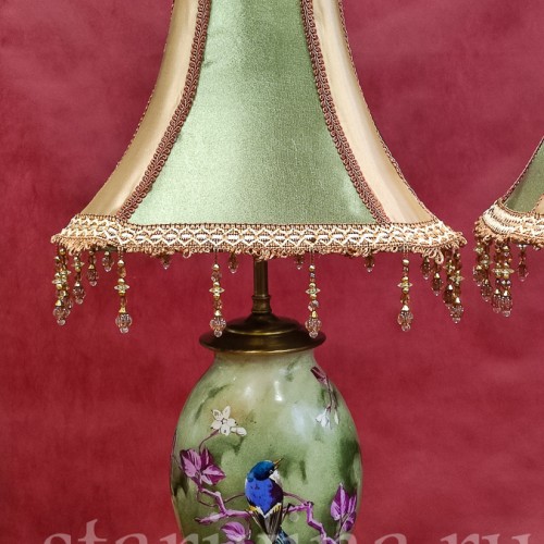 Парные фарфоровые лампы Ласточки, Франция, 19 в.