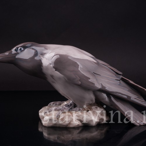 Статуэтка птицы из фарфора Ворона, Bing & Grondahl, Дания, 1970 гг.