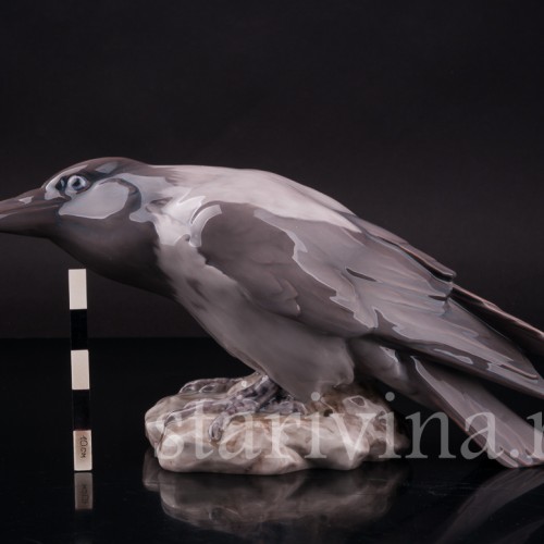 Статуэтка птицы из фарфора Ворона, Bing & Grondahl, Дания, 1970 гг.