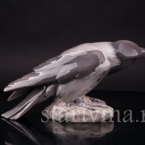 Статуэтка птицы из фарфора Ворона, Bing & Grondahl, Дания, 1970 гг.