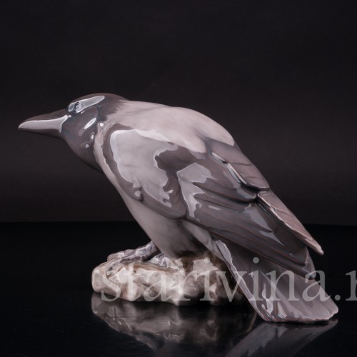 Статуэтка птицы из фарфора Ворона, Bing & Grondahl, Дания, 1970 гг.