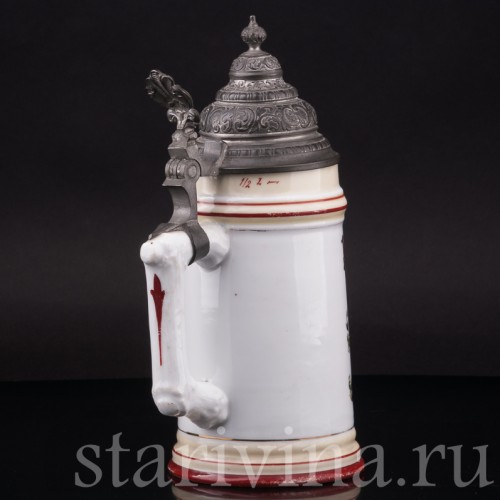 Старинная пивная кружка Молодость кипит, 1/2 л, Германия, кон. 19 - нач. 20 в.