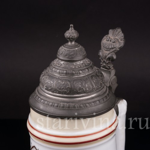 Старинная пивная кружка Молодость кипит, 1/2 л, Германия, кон. 19 - нач. 20 в.