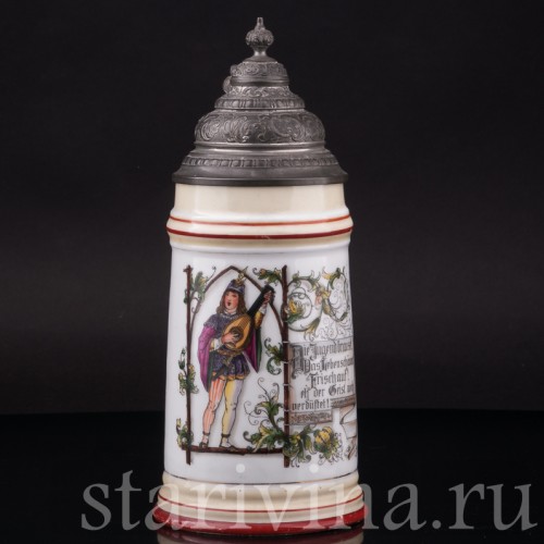 Старинная пивная кружка Молодость кипит, 1/2 л, Германия, кон. 19 - нач. 20 в.