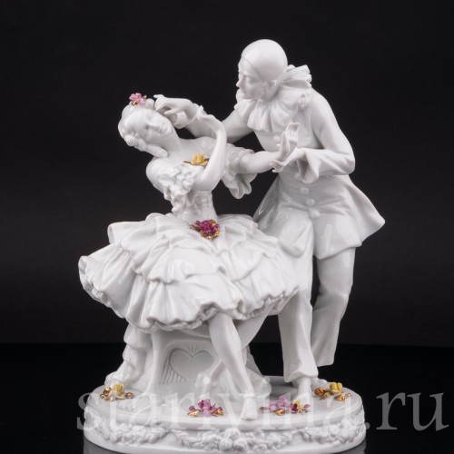 Фарфоровая статуэтка Пьеро и Коломбина, Schaubach Kunst, Германия, 1930-50 гг.