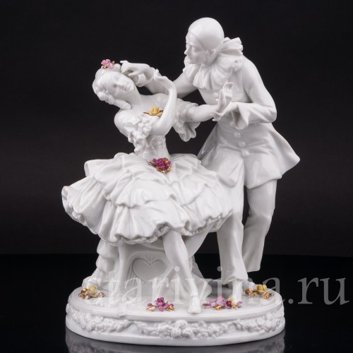Фарфоровая статуэтка Пьеро и Коломбина, Schaubach Kunst, Германия, 1930-50 гг.