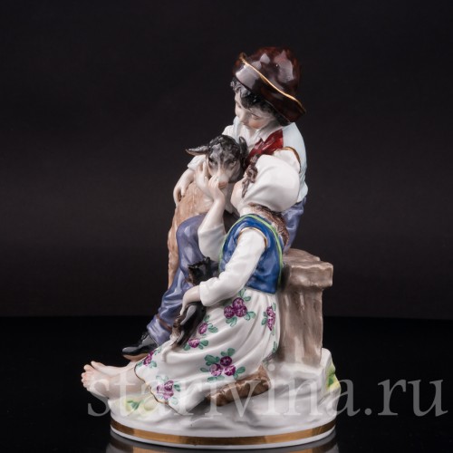 Фарфоровая композиция Дети с ягнёнком, Ernst Bohne Sohne, Германия, нач. 20 в.