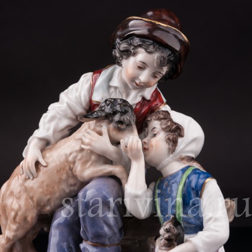 Фарфоровая композиция Дети с ягнёнком, Ernst Bohne Sohne, Германия, нач. 20 в.
