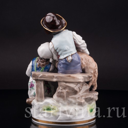 Фарфоровая композиция Дети с ягнёнком, Ernst Bohne Sohne, Германия, нач. 20 в.