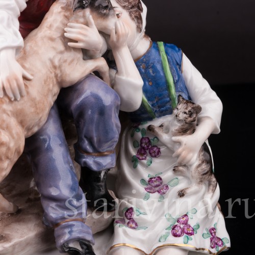 Фарфоровая композиция Дети с ягнёнком, Ernst Bohne Sohne, Германия, нач. 20 в.