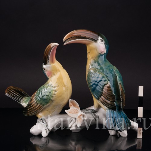 Фарфоровая статуэтка птиц Два тукана, Karl Ens, Германия, сер. 20 в.