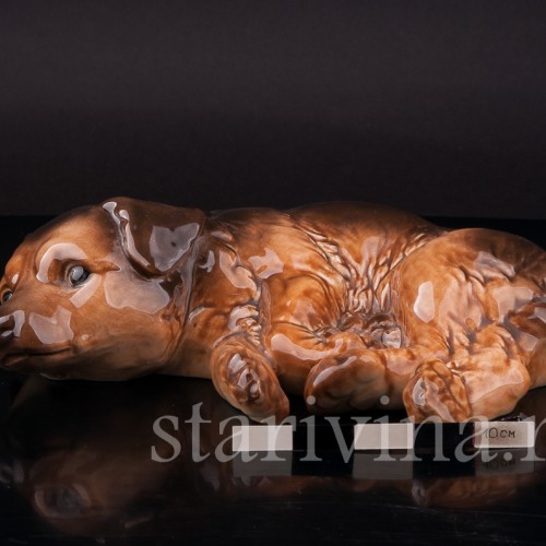 Статуэтка собаки из фарфора Лежащий щенок, Goebel, Германия, вт. пол. 20 в.