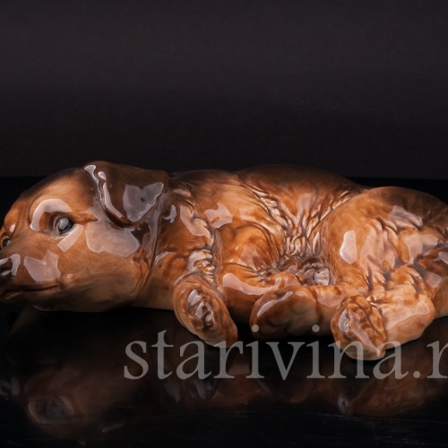 Статуэтка собаки из фарфора Лежащий щенок, Goebel, Германия, вт. пол. 20 в.