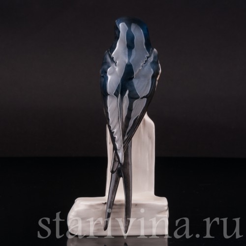 Фигурка птицы из фарфора Ласточка на заборе, Goebel, Германия, до 1991 года.