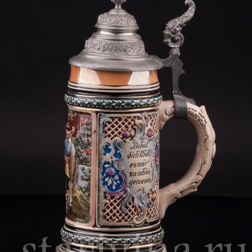 Старинная пивная кружка Трубач из Зекингена, 1/2 л, Albert Jacob Thewalt, Германия, кон. 19 - нач. 20 вв.