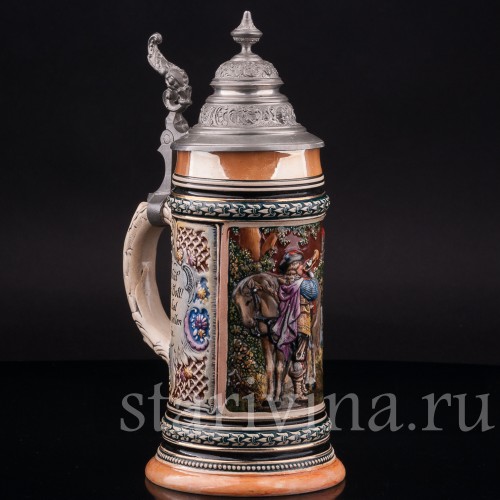 Старинная пивная кружка Трубач из Зекингена, 1/2 л, Albert Jacob Thewalt, Германия, кон. 19 - нач. 20 вв.