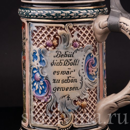 Старинная пивная кружка Трубач из Зекингена, 1/2 л, Albert Jacob Thewalt, Германия, кон. 19 - нач. 20 вв.