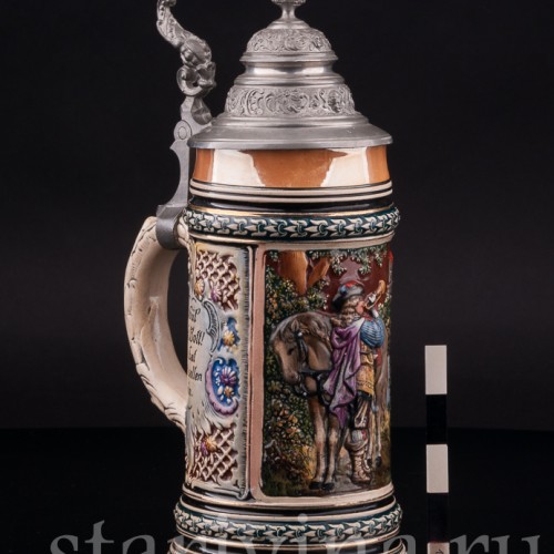 Старинная пивная кружка Трубач из Зекингена, 1/2 л, Albert Jacob Thewalt, Германия, кон. 19 - нач. 20 вв.