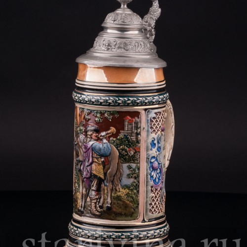 Старинная пивная кружка Трубач из Зекингена, 1/2 л, Albert Jacob Thewalt, Германия, кон. 19 - нач. 20 вв.