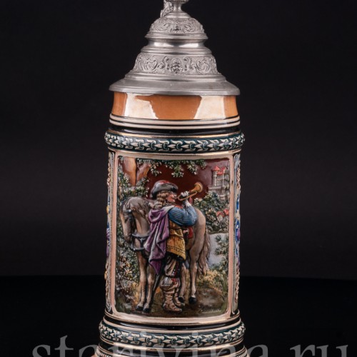 Старинная пивная кружка Трубач из Зекингена, 1/2 л, Albert Jacob Thewalt, Германия, кон. 19 - нач. 20 вв.