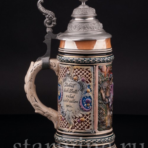 Старинная пивная кружка Трубач из Зекингена, 1/2 л, Albert Jacob Thewalt, Германия, кон. 19 - нач. 20 вв.