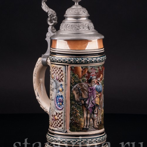 Старинная пивная кружка Трубач из Зекингена, 1/2 л, Albert Jacob Thewalt, Германия, кон. 19 - нач. 20 вв.