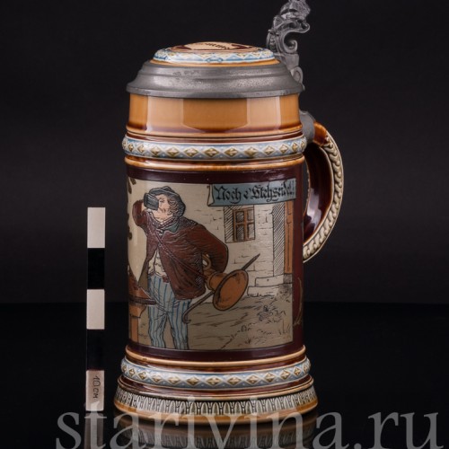 Старинная пивная кружка На дорожку, 1/2 л, Villeroy & Boch, Германия, 1900 г.