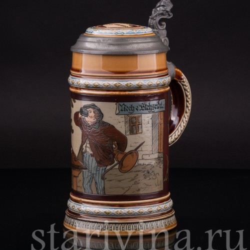 Старинная пивная кружка На дорожку, 1/2 л, Villeroy & Boch, Германия, 1900 г.