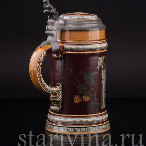 Старинная пивная кружка На дорожку, 1/2 л, Villeroy & Boch, Германия, 1900 г.