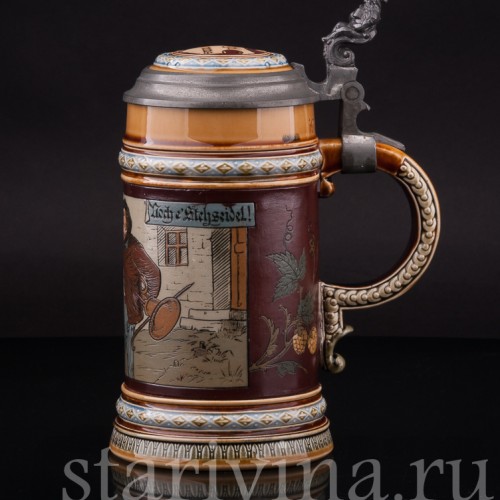 Старинная пивная кружка На дорожку, 1/2 л, Villeroy & Boch, Германия, 1900 г.